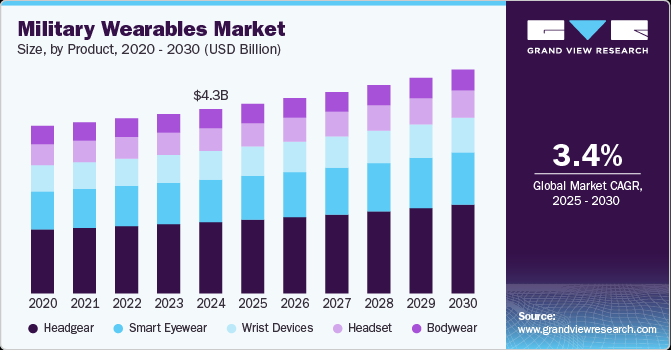 军用可穿戴设备市场（2025 - 2030）
